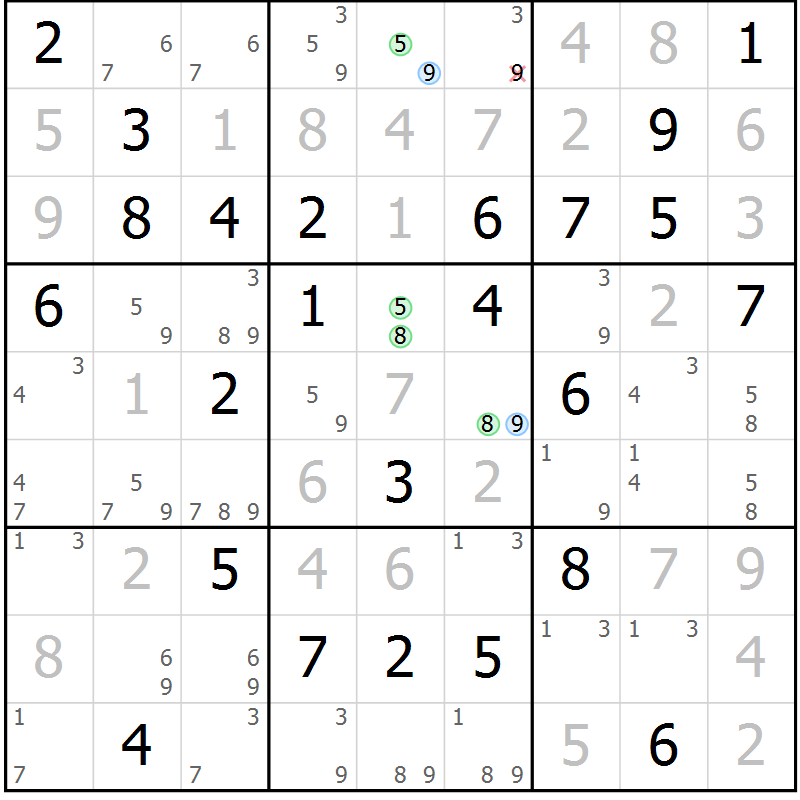 Position des candidats pour la solution de la Gr 37 page 40 du magazine de sudoku Maestro n° 099
