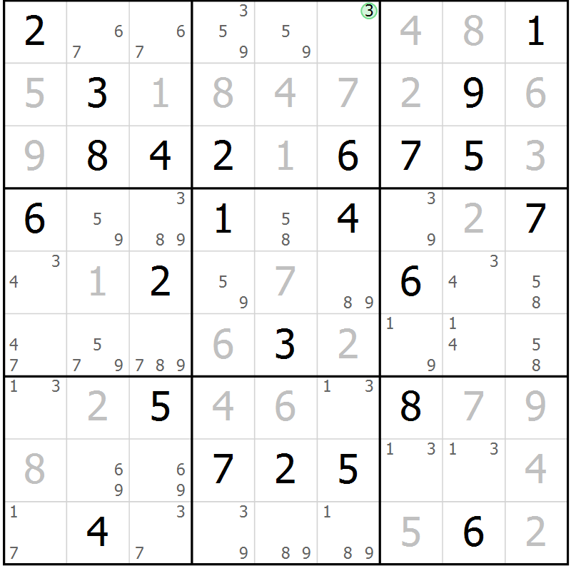 Position des candidats pour la solution de la Gr 37 page 40 du magazine de sudoku Maestro n° 099