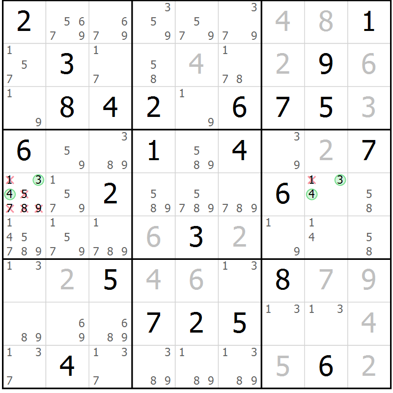 Position des candidats pour la solution de la Gr 37 page 40 du magazine de sudoku Maestro n° 099
