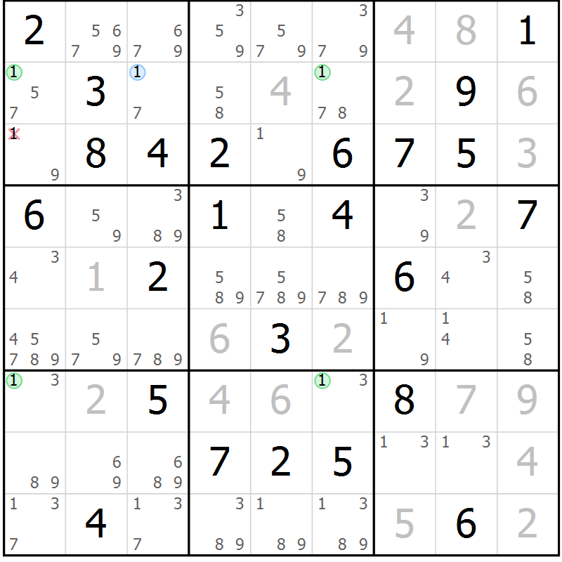 Position des candidats pour la solution de la Gr 37 page 40 du magazine de sudoku Maestro n° 099