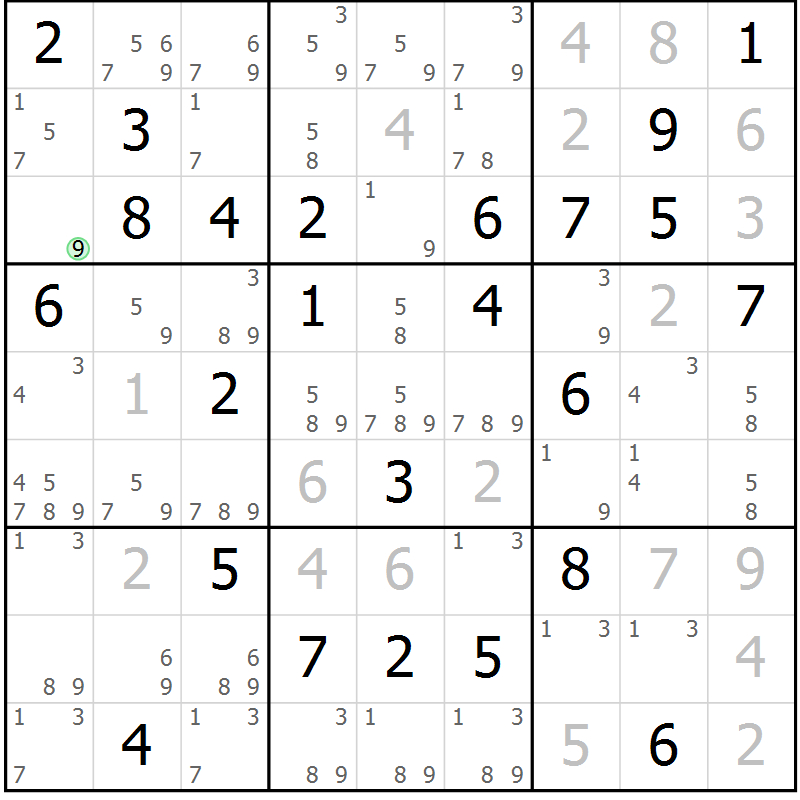 Position des candidats pour la solution de la Gr 37 page 40 du magazine de sudoku Maestro n° 099