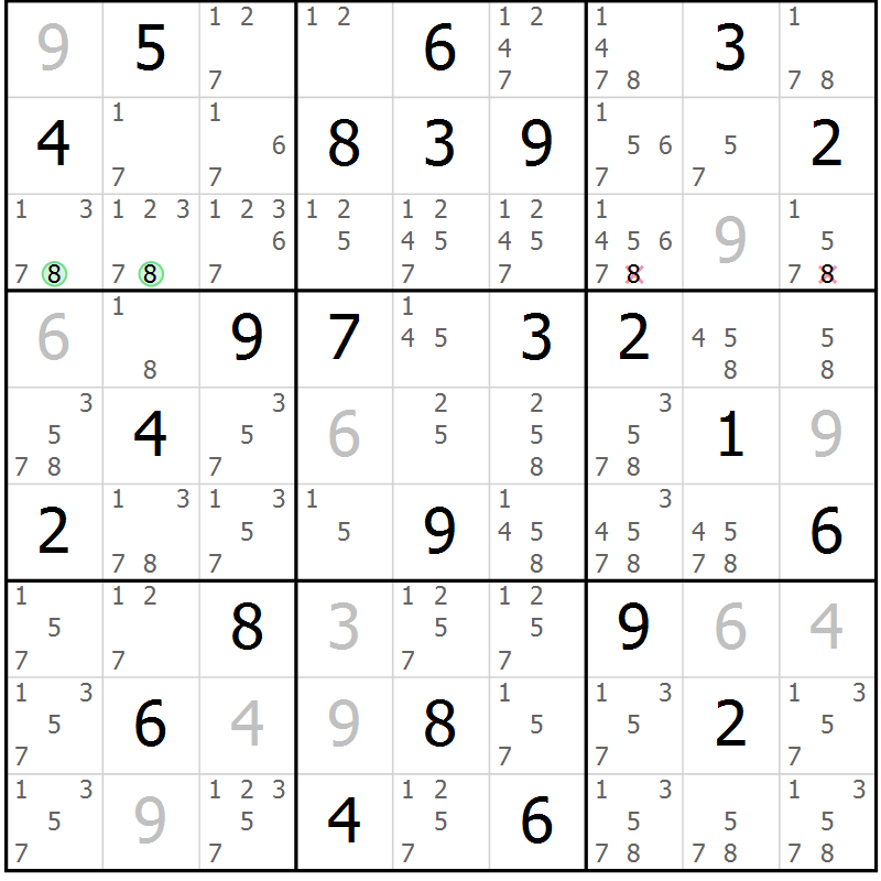Position des candidats pour la solution de la Gr 38 page 41 du magazine de sudoku Maestro n° 099