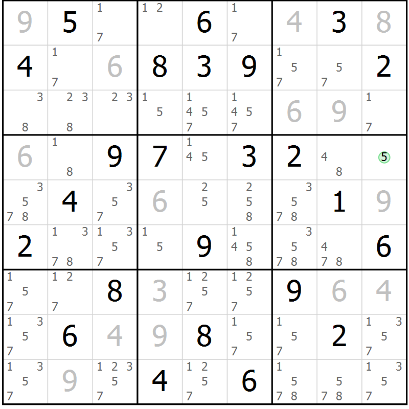Position des candidats pour la solution de la Gr 38 page 41 du magazine de sudoku Maestro n° 099
