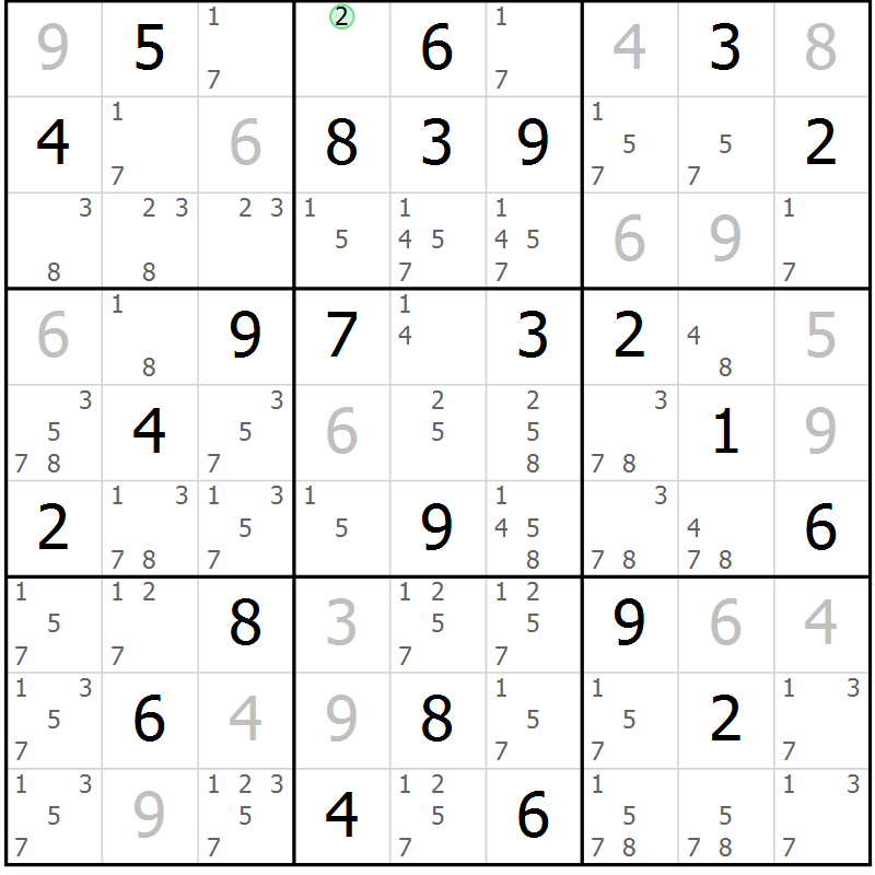 Position des candidats pour la solution de la Gr 38 page 41 du magazine de sudoku Maestro n° 099