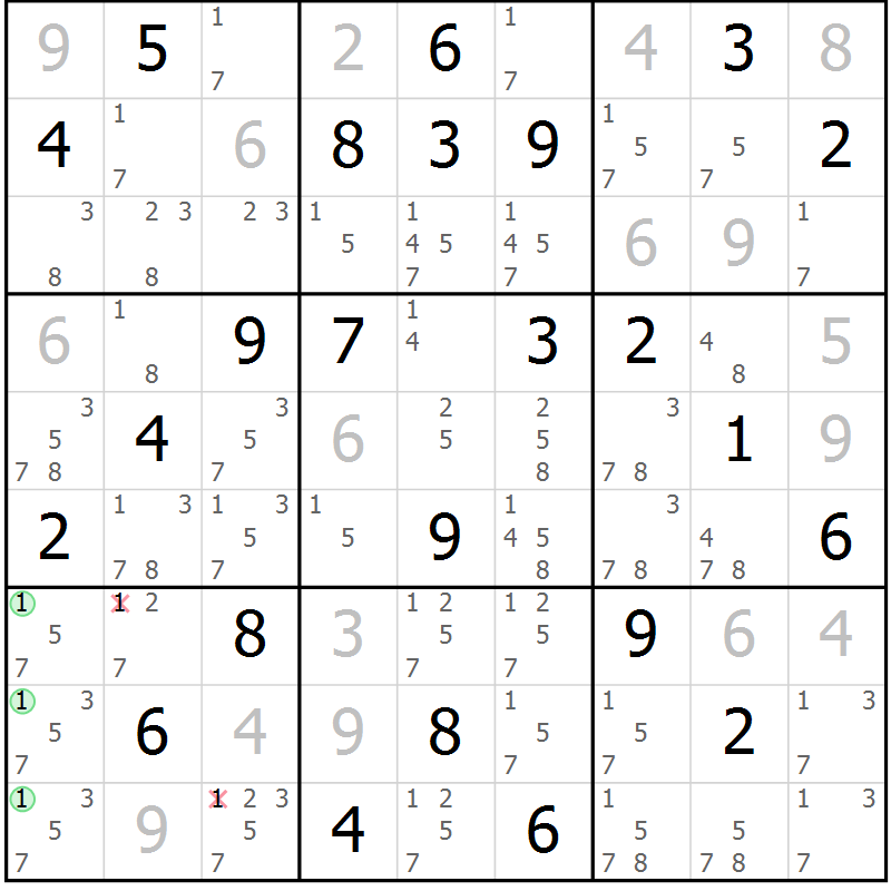 Position des candidats pour la solution de la Gr 38 page 41 du magazine de sudoku Maestro n° 099