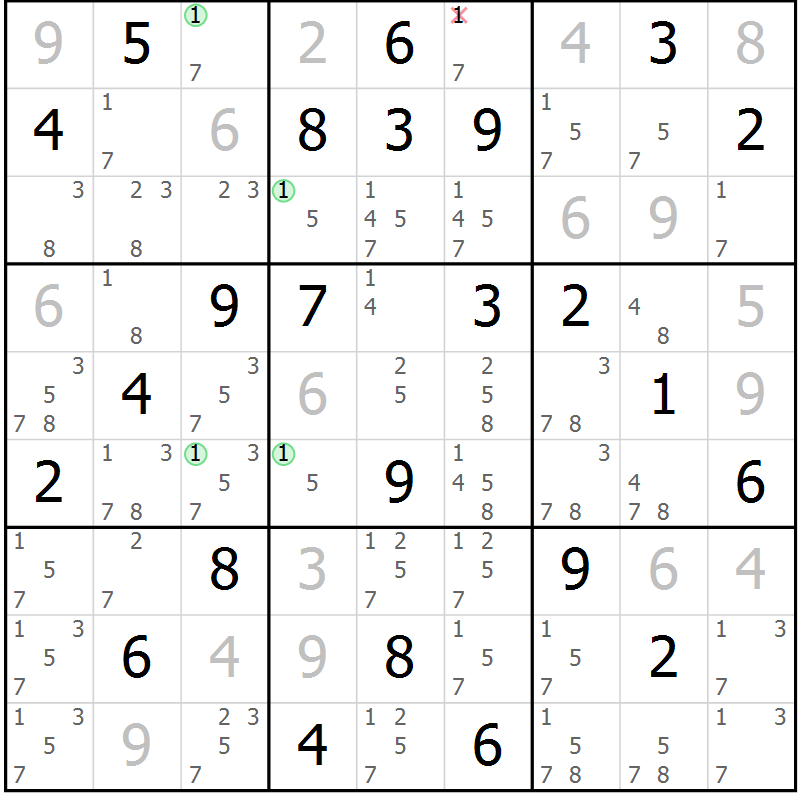 Position des candidats pour la solution de la Gr 38 page 41 du magazine de sudoku Maestro n° 099