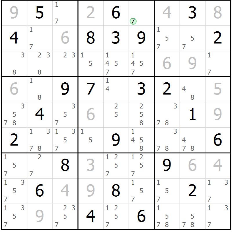 Position des candidats pour la solution de la Gr 38 page 41 du magazine de sudoku Maestro n° 099