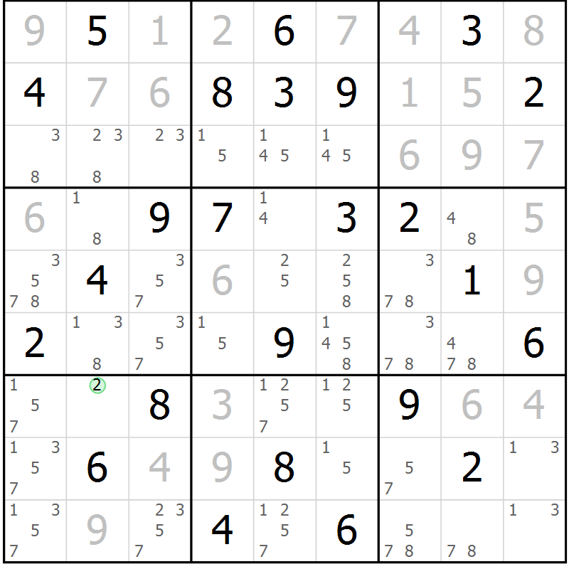 Position des candidats pour la solution de la Gr 38 page 41 du magazine de sudoku Maestro n° 099