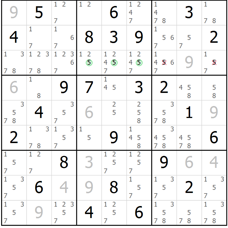 Position des candidats pour la solution de la Gr 38 page 41 du magazine de sudoku Maestro n° 099