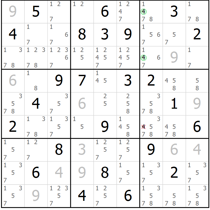 Position des candidats pour la solution de la Gr 38 page 41 du magazine de sudoku Maestro n° 099
