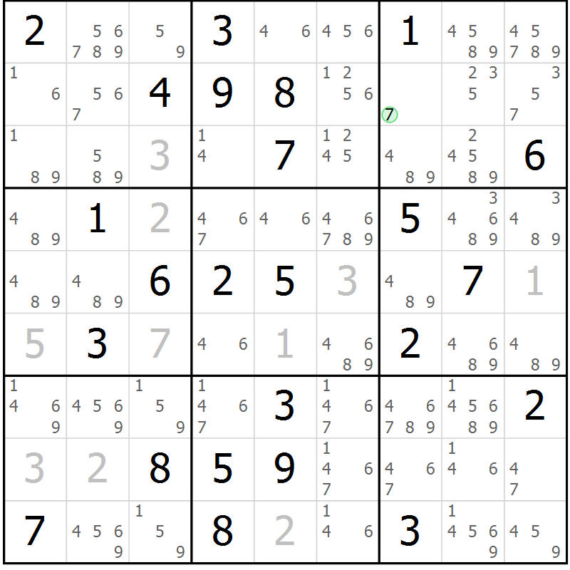 Position des candidats pour la solution de la Gr 39 page 42 du magazine de sudoku Maestro n° 099
