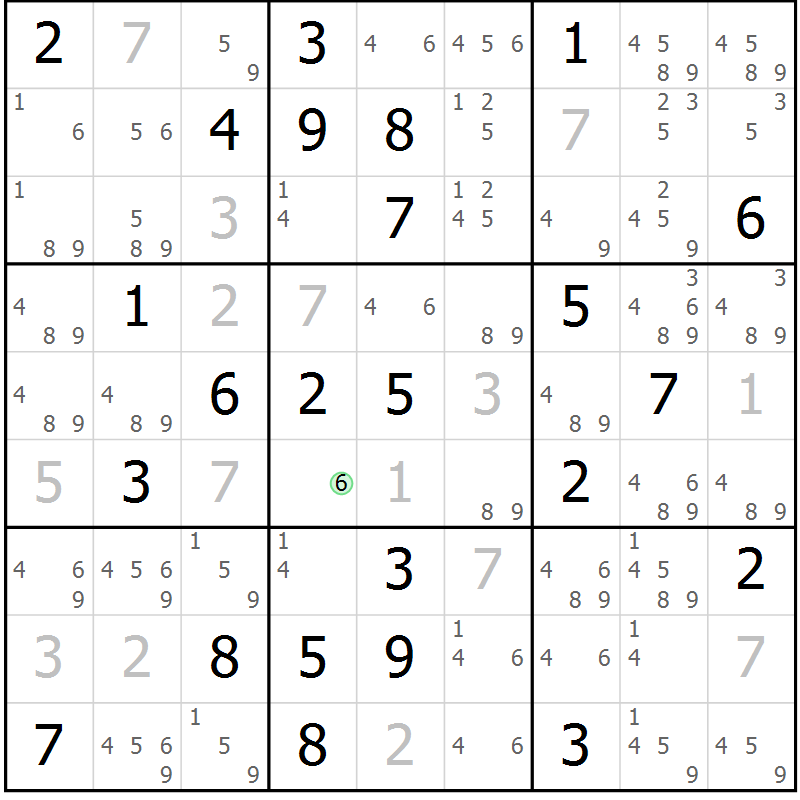 Position des candidats pour la solution de la Gr 39 page 42 du magazine de sudoku Maestro n° 099