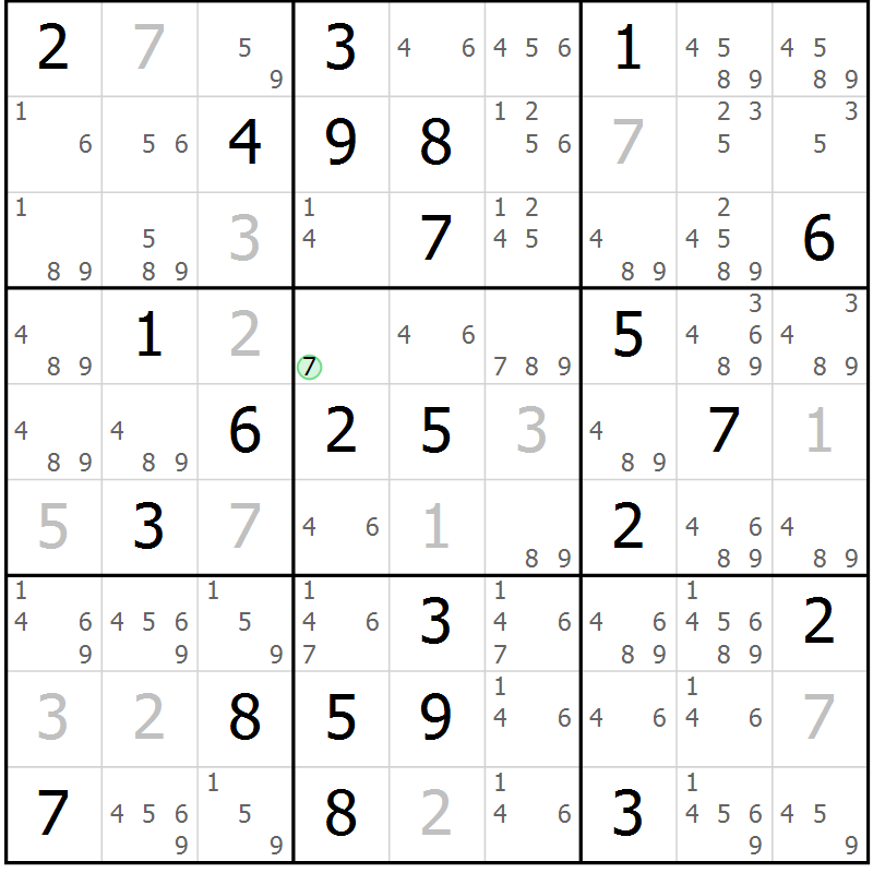 Position des candidats pour la solution de la Gr 39 page 42 du magazine de sudoku Maestro n° 099