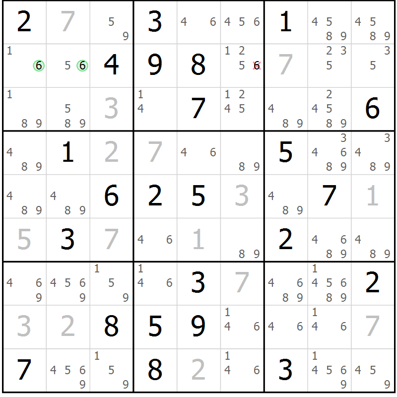 Position des candidats pour la solution de la Gr 39 page 42 du magazine de sudoku Maestro n° 099