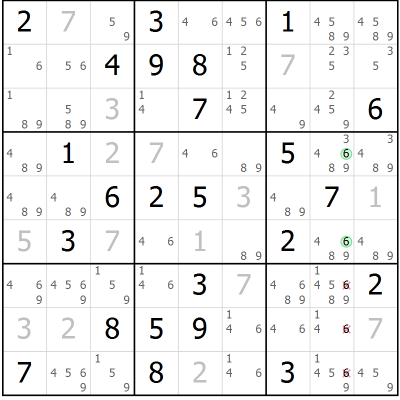 Position des candidats pour la solution de la Gr 39 page 42 du magazine de sudoku Maestro n° 099