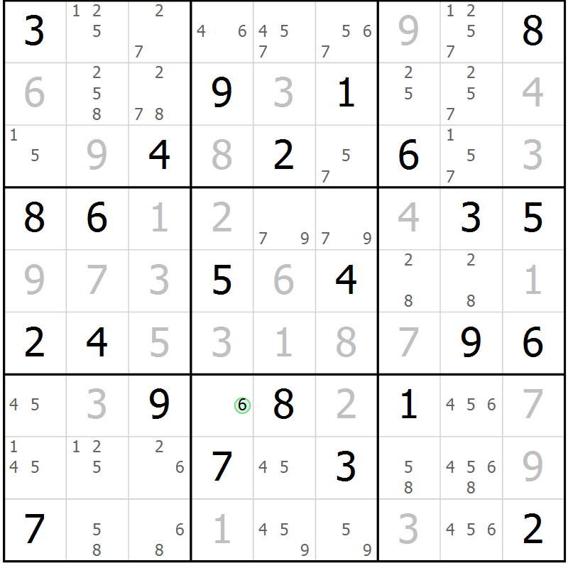 Position des candidats pour la solution de la Gr 40 page 43 du magazine de sudoku Maestro n° 099