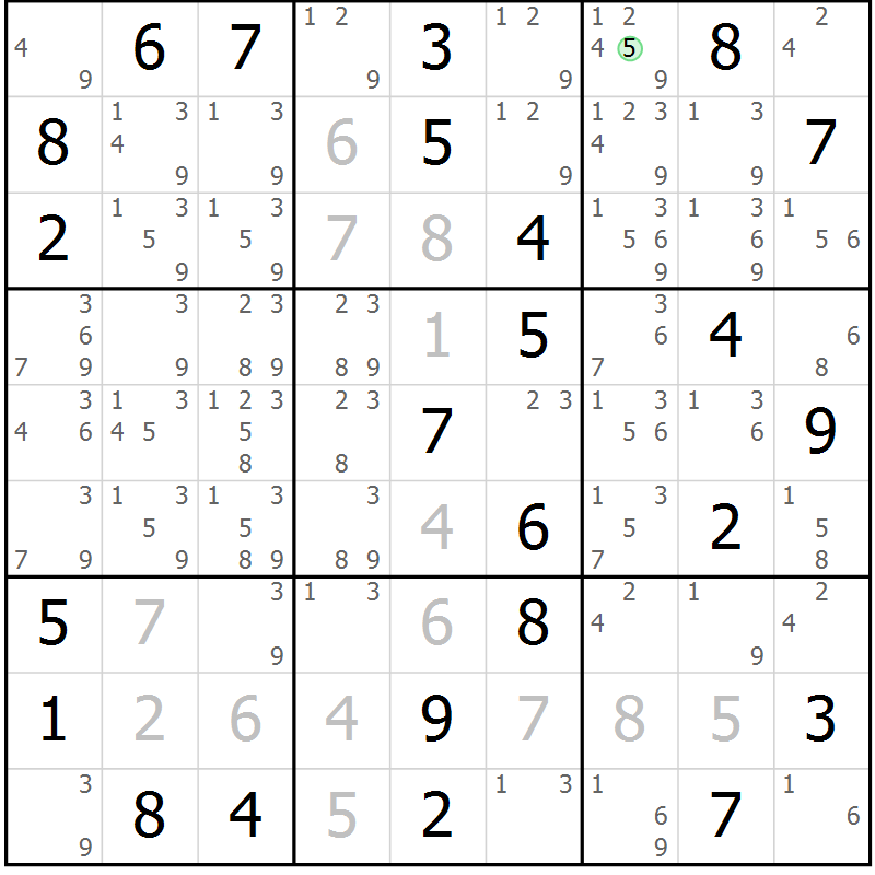 Position des candidats pour la solution de la Gr 41 page 44 du magazine de sudoku Maestro n° 099