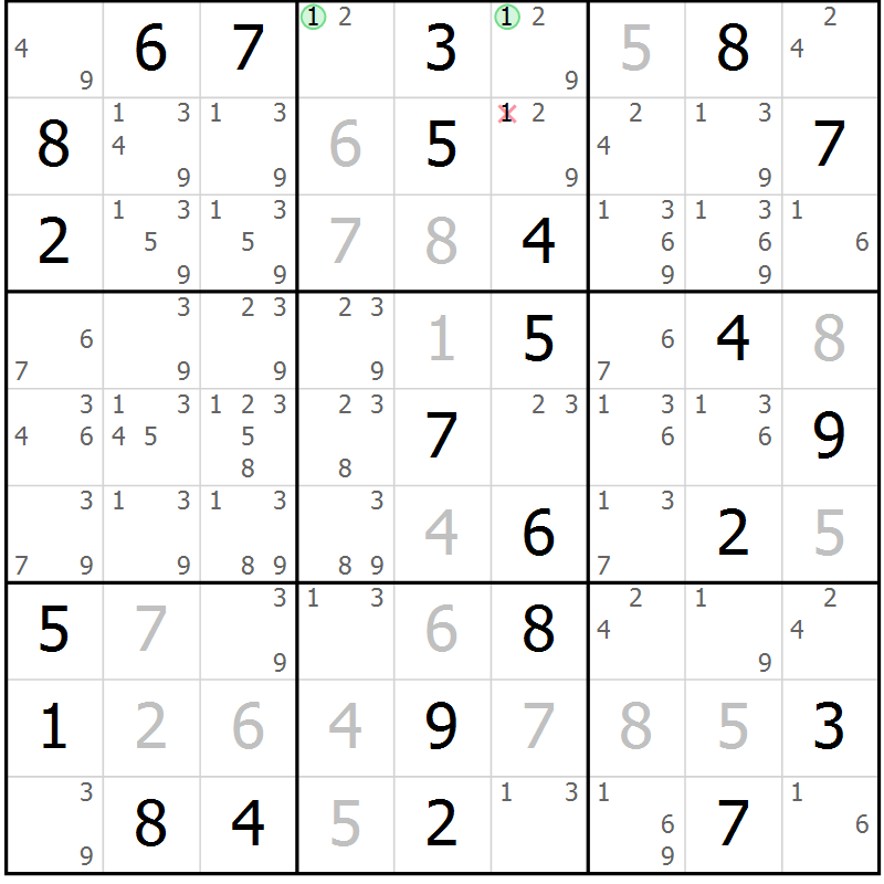 Position des candidats pour la solution de la Gr 41 page 44 du magazine de sudoku Maestro n° 099