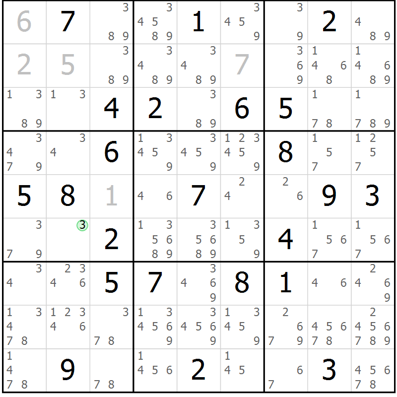 Position des candidats pour la solution de la Gr 44 page 47 du magazine de sudoku Maestro n° 099