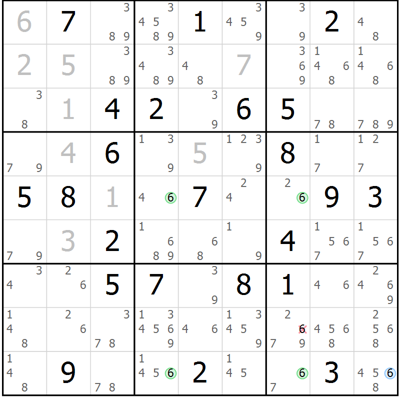 Position des candidats pour la solution de la Gr 44 page 47 du magazine de sudoku Maestro n° 099