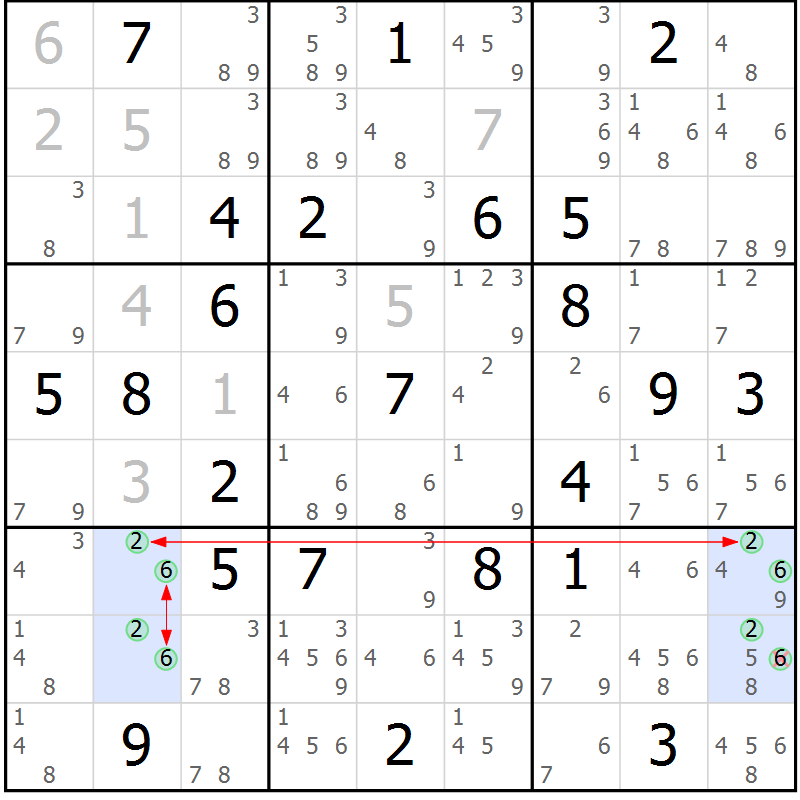 Position des candidats pour la solution de la Gr 44 page 47 du magazine de sudoku Maestro n° 099
