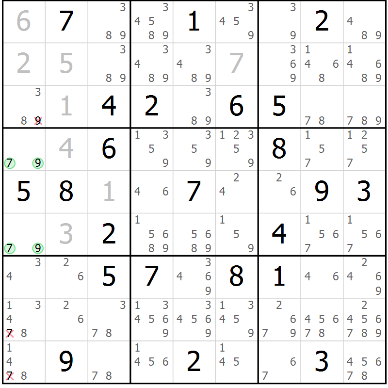 Position des candidats pour la solution de la Gr 44 page 47 du magazine de sudoku Maestro n° 099