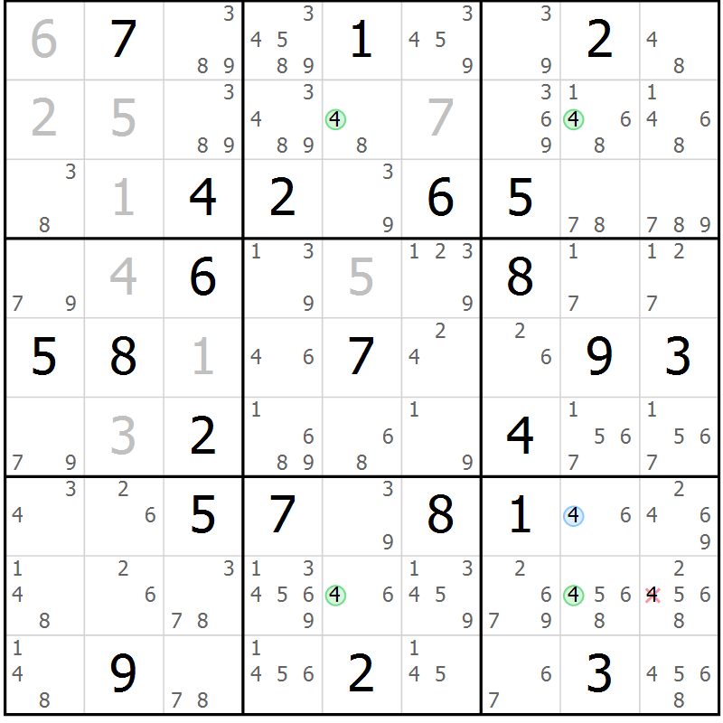 Position des candidats pour la solution de la Gr 44 page 47 du magazine de sudoku Maestro n° 099