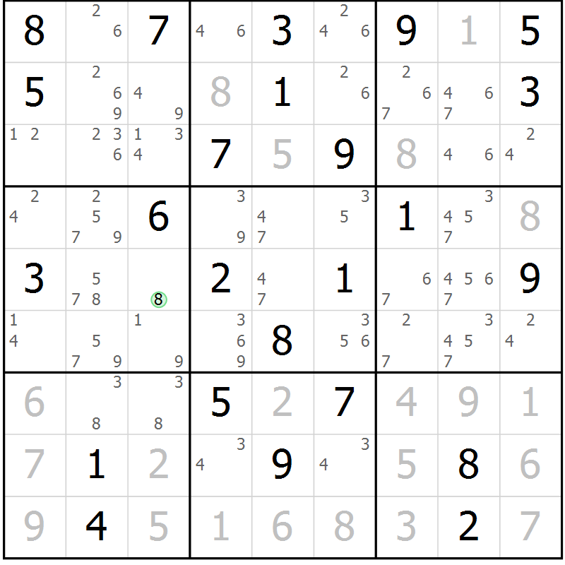 Position des candidats pour la solution de la Gr 45 page 48 du magazine de sudoku Maestro n° 099