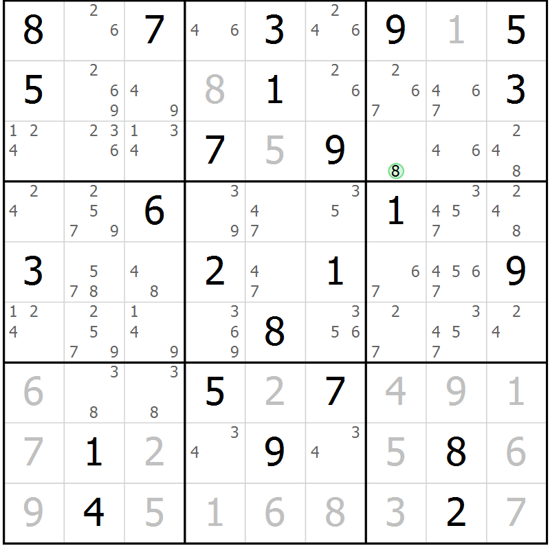 Position des candidats pour la solution de la Gr 45 page 48 du magazine de sudoku Maestro n° 099