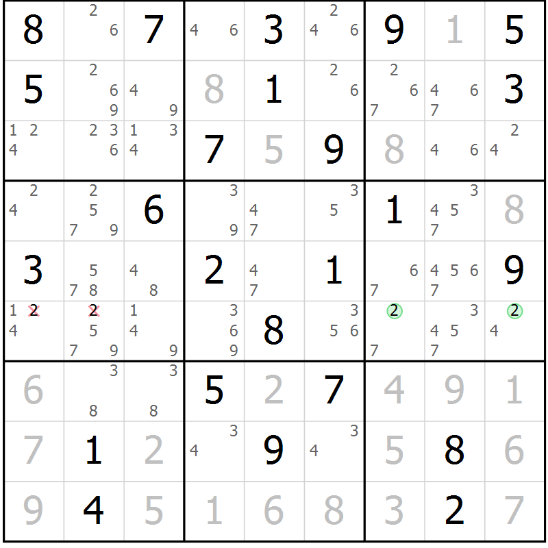 Position des candidats pour la solution de la Gr 45 page 48 du magazine de sudoku Maestro n° 099