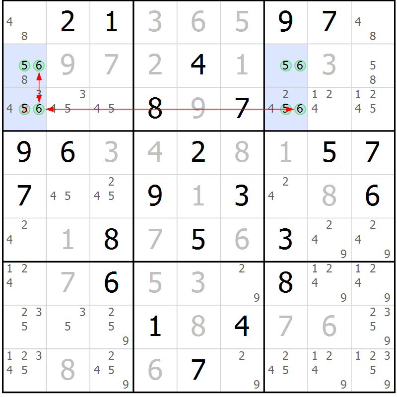 Position des candidats pour la solution de la Gr 46 page 49 du magazine de sudoku Maestro n° 099