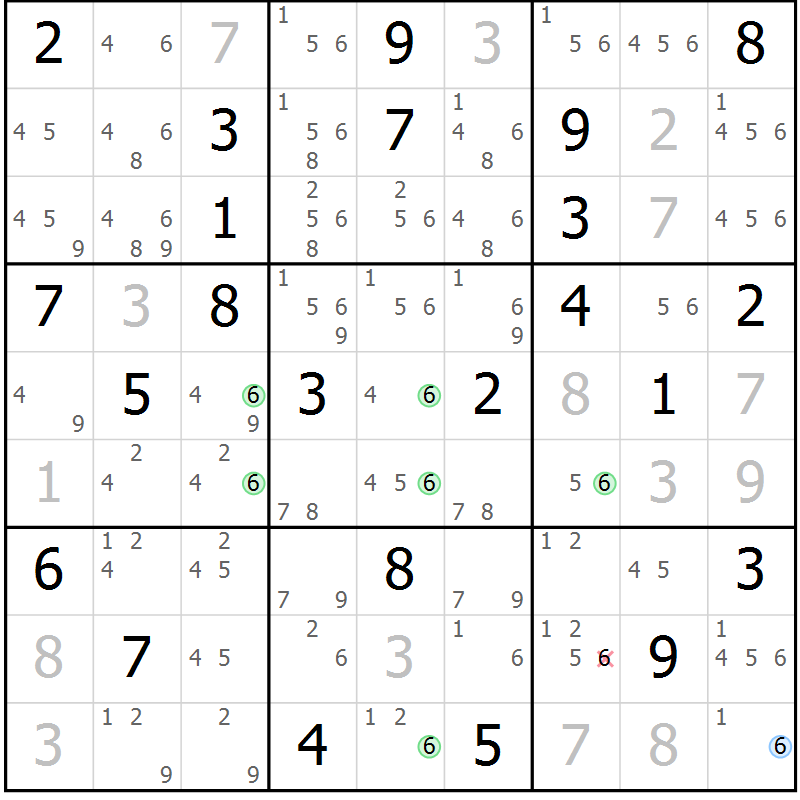 Position des candidats pour la solution de la Gr 47 page 50 du magazine de sudoku Maestro n° 099