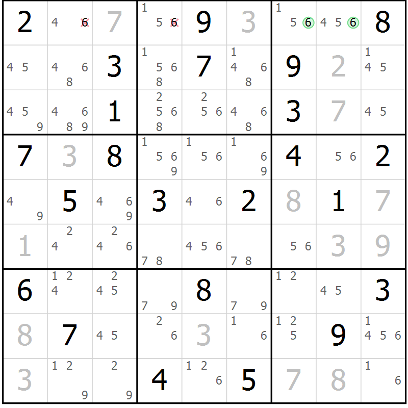 Position des candidats pour la solution de la Gr 47 page 50 du magazine de sudoku Maestro n° 099