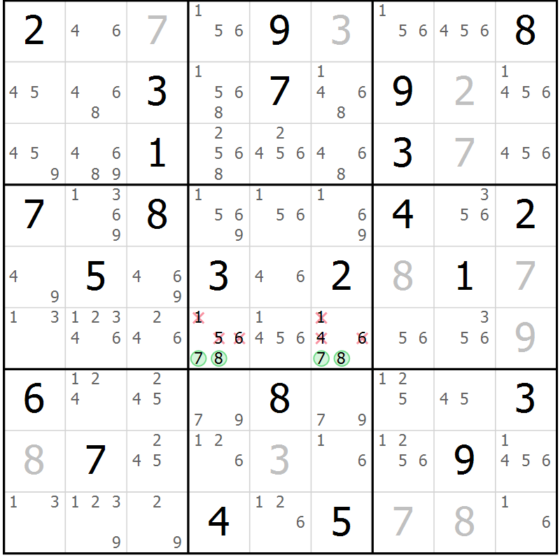 Position des candidats pour la solution de la Gr 47 page 50 du magazine de sudoku Maestro n° 099