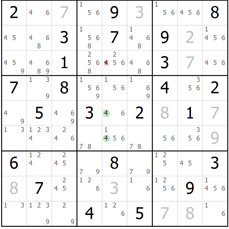 Position des candidats pour la solution de la Gr 47 page 50 du magazine de sudoku Maestro n° 099