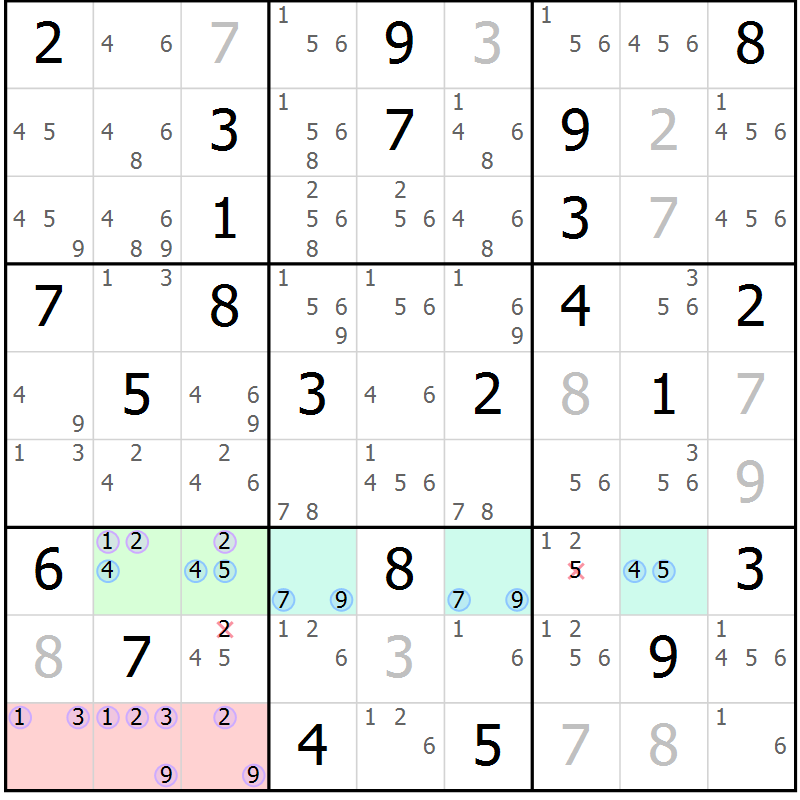 Position des candidats pour la solution de la Gr 47 page 50 du magazine de sudoku Maestro n° 099