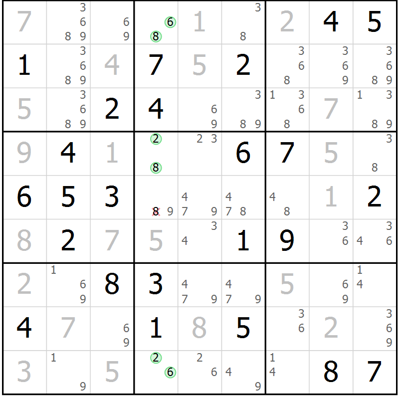 Position des candidats pour la solution de la Gr 48 page 51 du magazine de sudoku Maestro n° 099