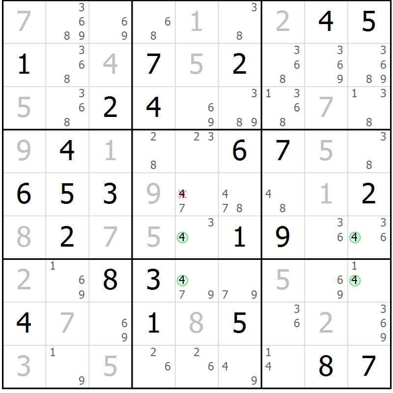 Position des candidats pour la solution de la Gr 48 page 51 du magazine de sudoku Maestro n° 099