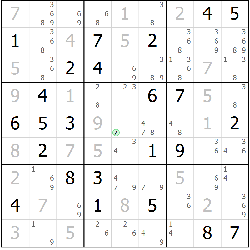 Position des candidats pour la solution de la Gr 48 page 51 du magazine de sudoku Maestro n° 099