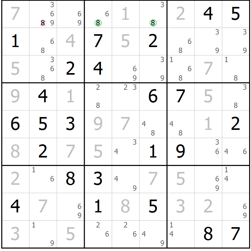 Position des candidats pour la solution de la Gr 48 page 51 du magazine de sudoku Maestro n° 099