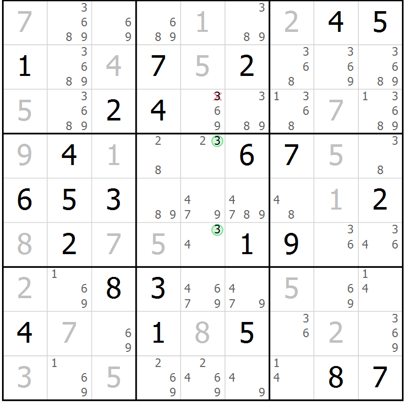 Position des candidats pour la solution de la Gr 48 page 51 du magazine de sudoku Maestro n° 099