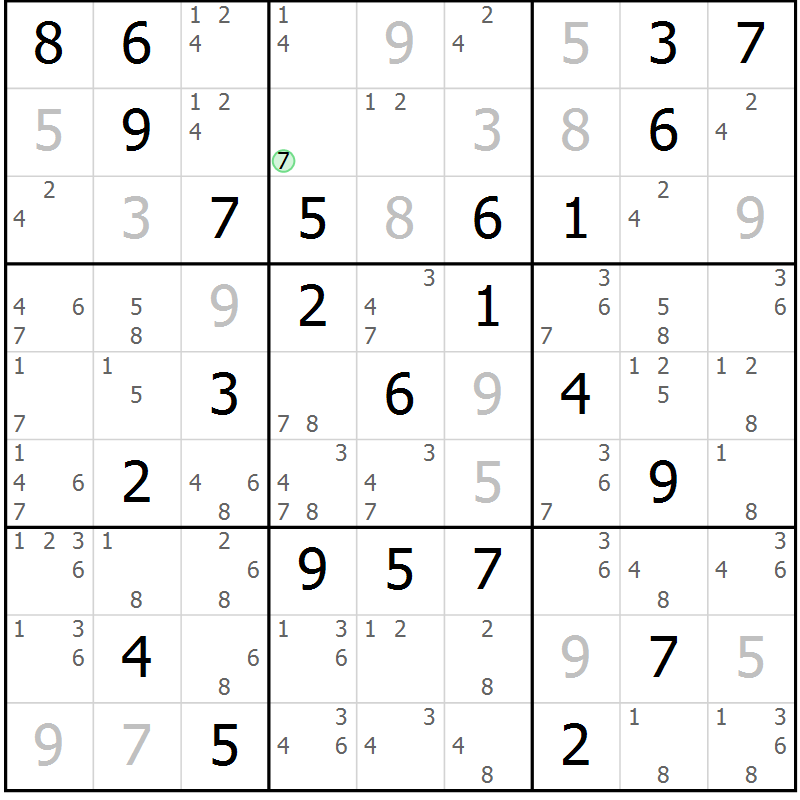 Position des candidats pour la solution de la Gr 50 page 53 du magazine de sudoku Maestro n° 099