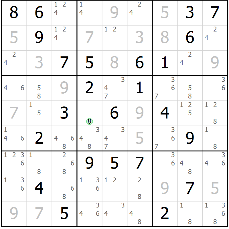 Position des candidats pour la solution de la Gr 50 page 53 du magazine de sudoku Maestro n° 099