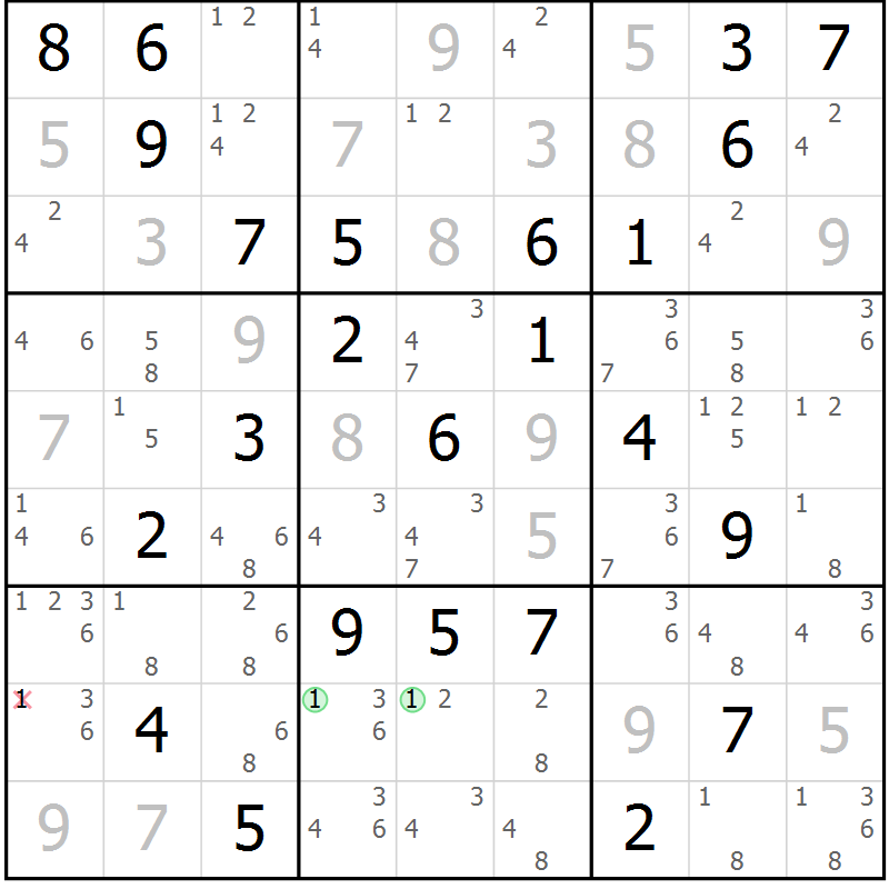 Position des candidats pour la solution de la Gr 50 page 53 du magazine de sudoku Maestro n° 099