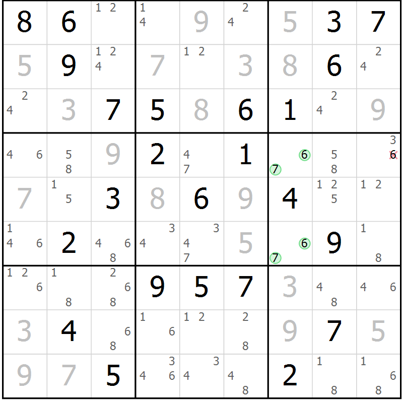 Position des candidats pour la solution de la Gr 50 page 53 du magazine de sudoku Maestro n° 099