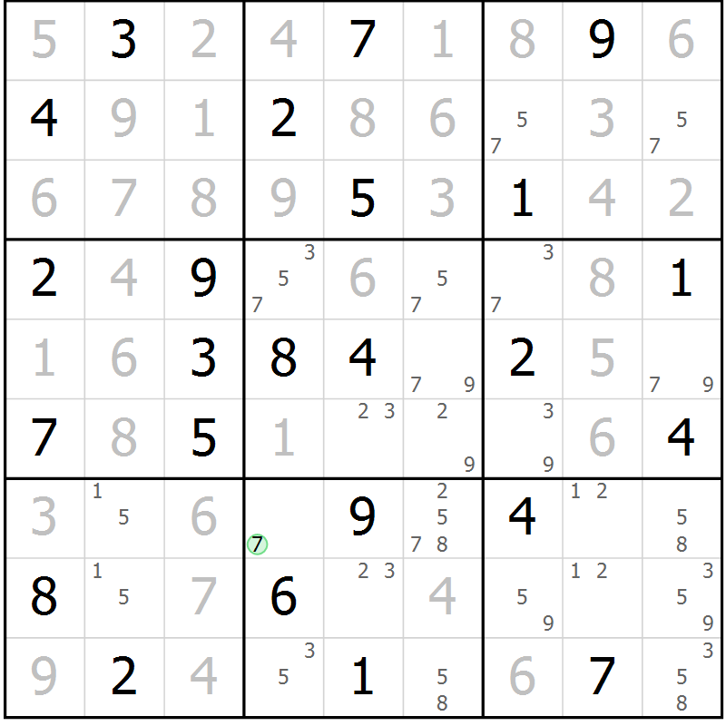 Position des candidats pour la solution de la Gr 51 page 54 du magazine de sudoku Maestro n° 099