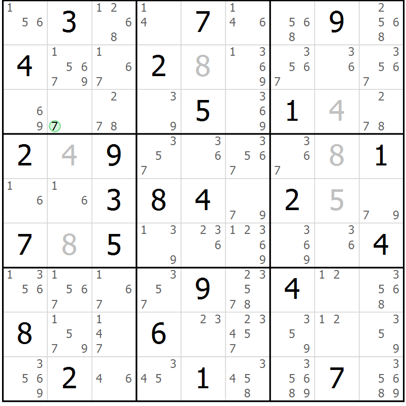 Position des candidats pour la solution de la Gr 51 page 54 du magazine de sudoku Maestro n° 099