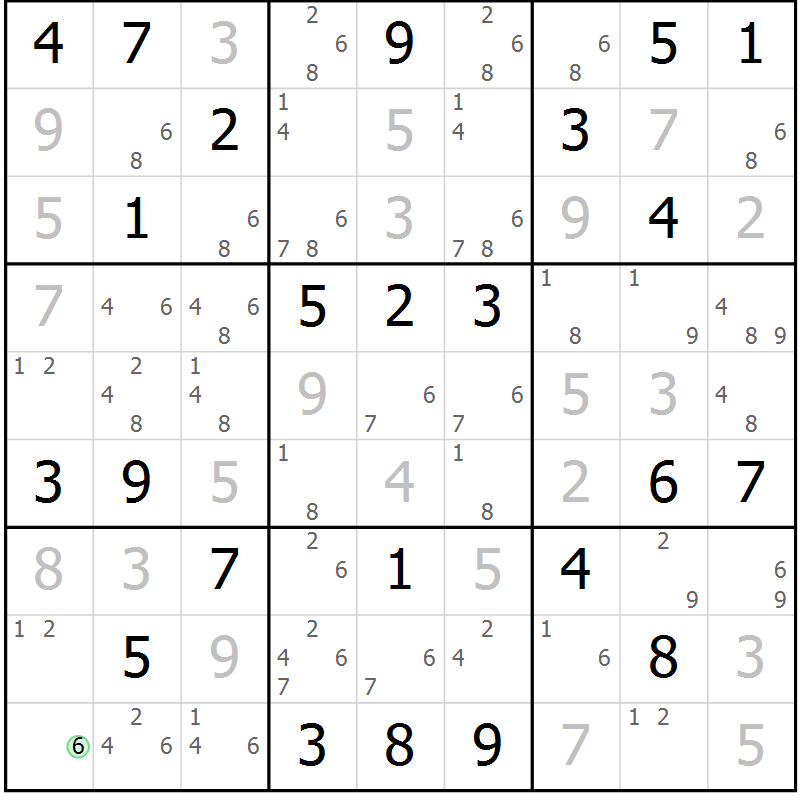 Position des candidats pour la solution de la Gr 52 page 55 du magazine de sudoku Maestro n° 099