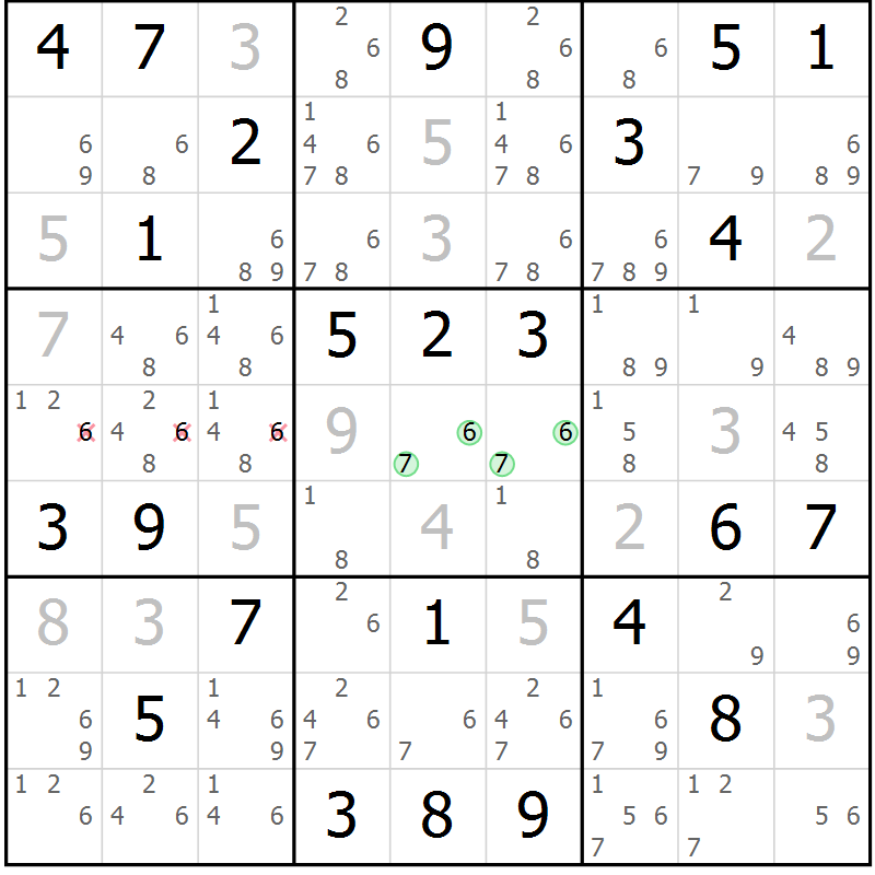 Position des candidats pour la solution de la Gr 52 page 55 du magazine de sudoku Maestro n° 099