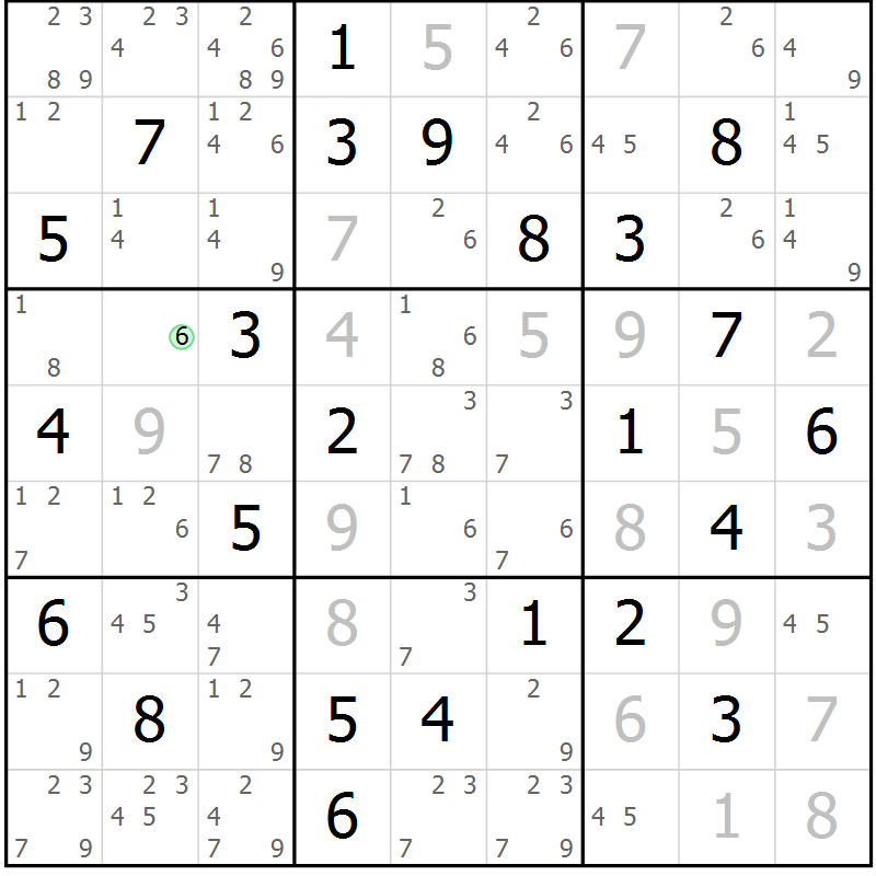 Position des candidats pour la solution de la Gr 53 page 56 du magazine de sudoku Maestro n° 099